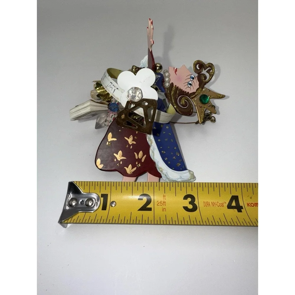 Vintage Kurt Adler Flying Queen Ornament Mixed Media Wood Metal Pearls RARE Y2K‎